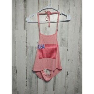 Isaac Morris Pink Flag USA Halter Top Womens Size Large